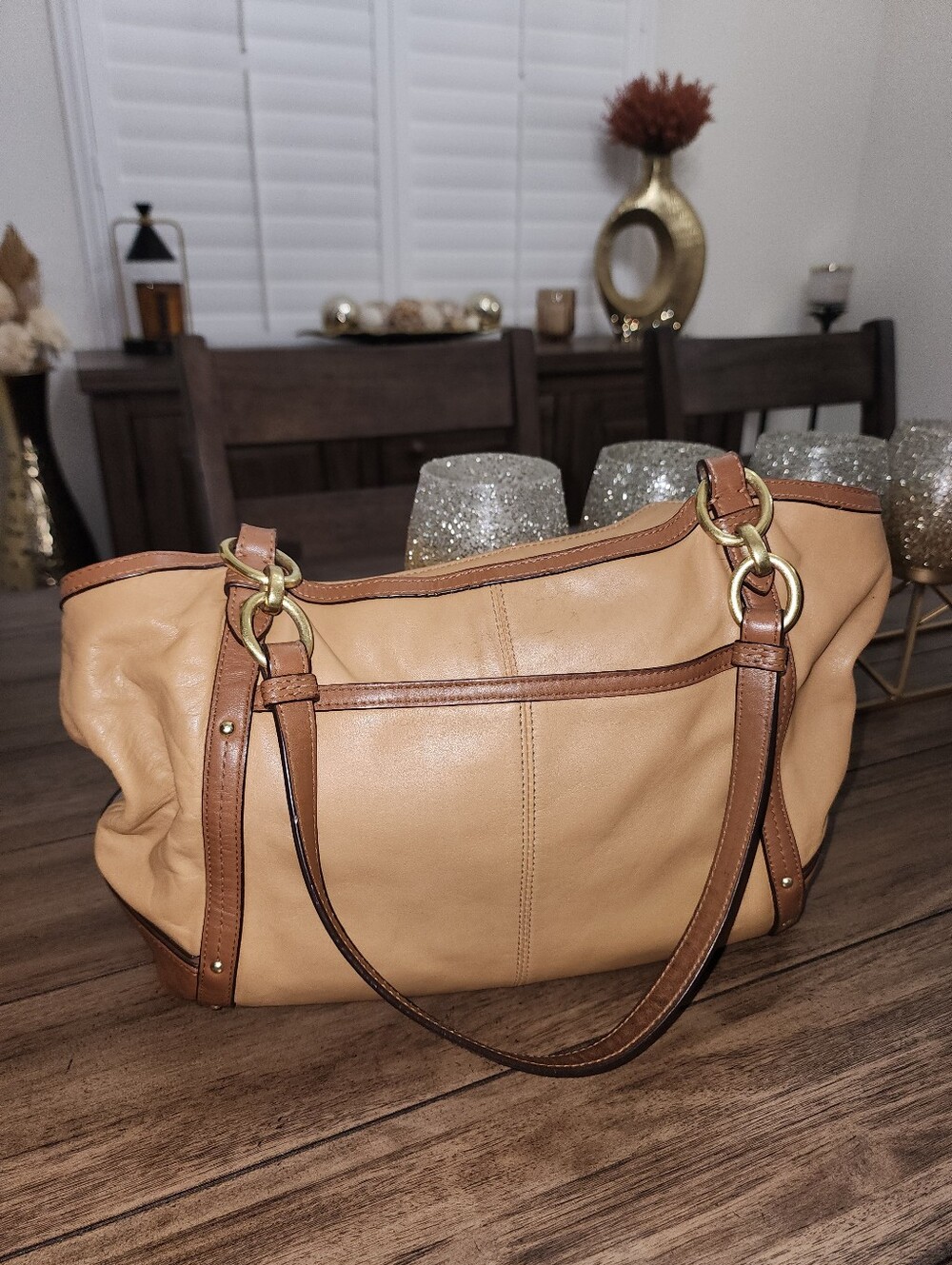 Coach Two-Tone Brown Leather Hobo Bag